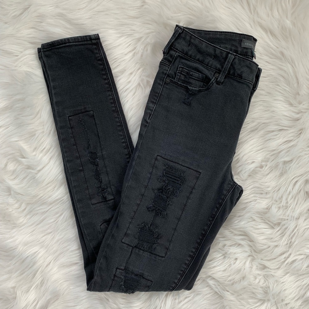 Kendall & Kylie Ripped High Rise Black Jeans